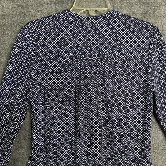 db established 1962 Women M 1/2 Button Blouse Pullover Tab Roll Sleeve Peplum - Picture 10 of 13